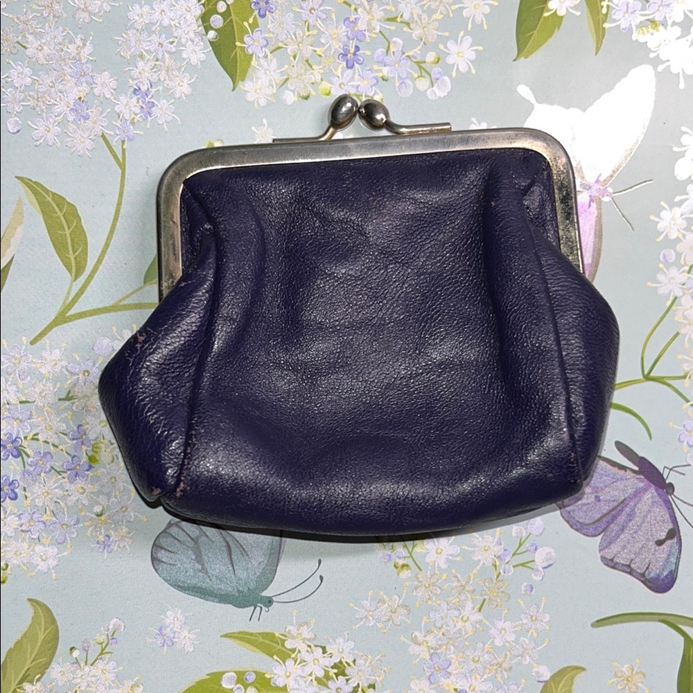 Vintage Elegant Leather Clutch coin purse • Grandma • lipstick • jewelry •